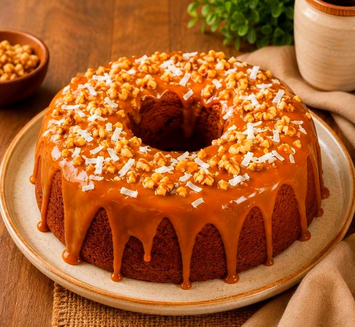 bolo caseiro para vender, bolo de doce de leite com castanhas do e-book Bolo Caseiro Para Vender