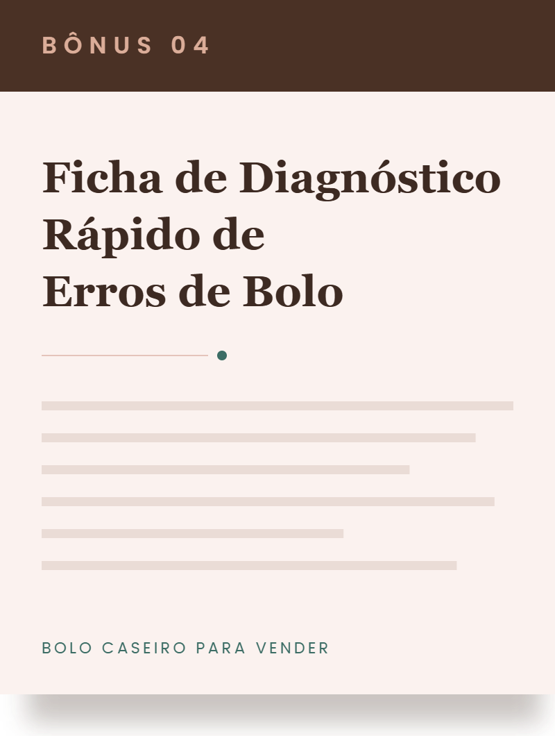 mockup do bônus Ficha de Diagnóstico Rápido de Erros de Bolo